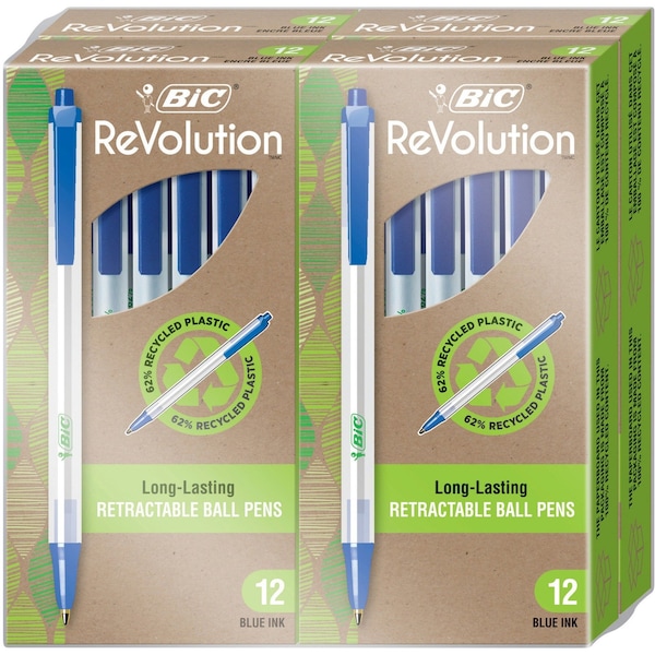 ReVolution Clic Stic Retractable Ballpoint Pen, 48PK
